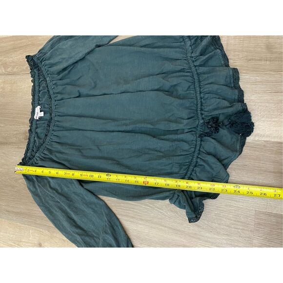 William Rast Green Off-the-Shoulders Lace Tye Blouse, Size Small, MSRP $90 - Picture 2 of 11